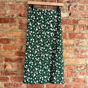 Rouje Gloria midi skirt in emerald green rose floral print size 36 / 4